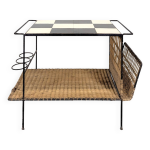 Table basse en rotin et c�ramique ann�es 50