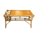 Table basse en rotin avec porte - revues
