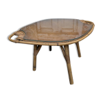 Table basse rotin et verre