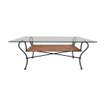 Table basse en rotin verre et mtal vintage