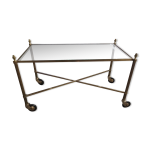 Table basse roulante en bronze doré vintage Table basse roulante en bronze doré vintage