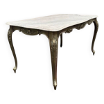 Table basse de salon marbre massif style louis xv - rococo vintage