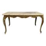 Table basse de salon en marbre avec pieds en laiton Table basse de salon en marbre avec pieds en laiton