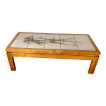 Table basse de salon vintage orme et ceramique