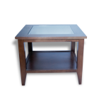 Table basse scandinave bois et verre carre