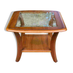 Table basse scandinave carre simeuble bois courb et verre 60cm