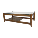 Table basse scandinave avec plateau en verre, annes 1960