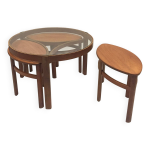 Table basse scandinave trinity en teck et verre, annes 60