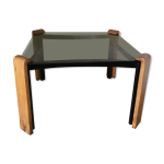 Table bassescandinaveen verre fum carre pieds mtal / bois