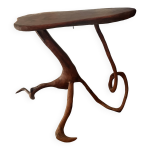 Table basse sculptée en bois pièce unique style organique / art brut Table basse sculptée en bois pièce unique style organique / art brut