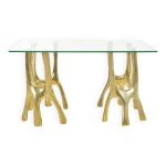 Table basse sculpturale en bronze doré Table basse sculpturale en bronze doré