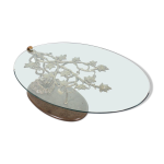 Table basse sculpturale en bronze et en verre