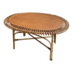 Table basse soleil en rotin