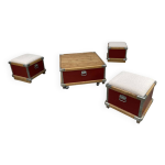 Table basse et tabourets industriels Table basse et tabourets industriels