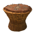 Table basse tam - tam en rotin vintage