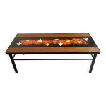 Table basse en teck et pierre de lave Table basse en teck et pierre de lave