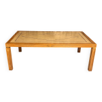 Table basse travertin ch�ne clair 1970