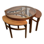 Table basse trinit� en teck vintage r�tro des ann�es 60 par nathan.