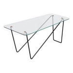 Table basse verre et acier ann�es 50' forme libre
