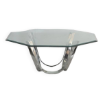 Table basse verre et chrome de roger spunger pour dunbar 1960 us