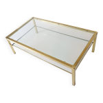 Table basse en verre et laiton metal dor� 1950 1970 maison jansen