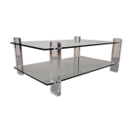 Table basse en verre et lucite de karl springer, usa vers 1980