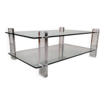 Table basse en verre et lucite de karl springer, usa vers 1980 Table basse en verre et lucite de karl springer, usa vers 1980