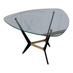 Table basse en verre et mtal 1980