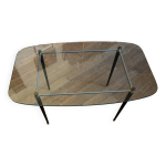 Table basse en verre et mtal vintage ovale