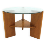 Table basse en verre et en orme, danemark, 1940