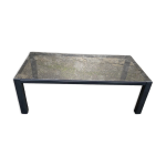Table basse vintage 1970 rectangulaire noire verre fume marron