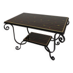 Table basse vintage avec 2 plateaux en verre avec impression des annes 50