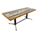 Table basse vintage des années 60 70 en céramique, bois et métal Table basse vintage des années 60 70 en céramique, bois et métal