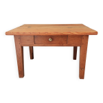 Table basse vintage en bois massif avec tiroir