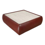 Table basse vintage carre en travertin et cuir