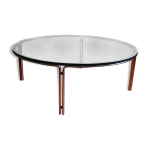 Table basse vintage par horst brning pour kill international, acier et verre chroms, annes 1960