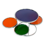 Table basse vintage kare design colorful chrome et verre coffee table