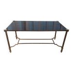 Table basse vintage en laiton et verre