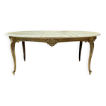 Table basse vintage en marbre et bronze