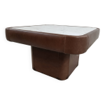 Table basse vintage en marbre et cuir par desede, 1970 Table basse vintage en marbre et cuir par desede, 1970