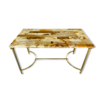 Table basse vintage en marbre et onyx circa 60 / 70