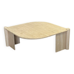 Table basse vintage en marbre travertin en forme d'?il, années 1980, france Table basse vintage en marbre travertin en forme d'?il, années 1980, france