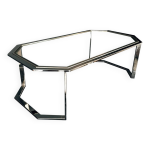 Table basse vintage metal chrome et dor