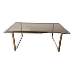 Table basse vintage en métal chromé et verre fumé, 1970 Table basse vintage en métal chromé et verre fumé, 1970