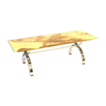 Table basse vintage en onyx avec piètement chromé fabriquée dans les années 1970 Table basse vintage en onyx avec piètement chromé fabriquée dans les années 1970