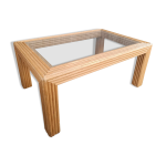 Table basse vitr�e en rotin / bambou