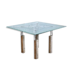 Table en b�ton et verre meul�, italie 1980