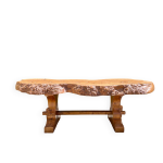 Table brutaliste en loupe d'orme Table brutaliste en loupe d'orme