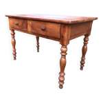Table bureau ancienne en cerisier de style louis philippe  2 tiroirs et 1 tirette.