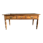 Table / bureau de style louis philippe  3 tiroirs en cerisier massif et pitement tourn